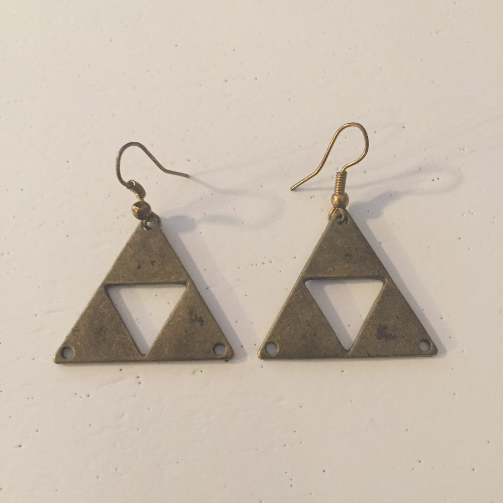 Handmade Dangling Holed Triangle Earrings
